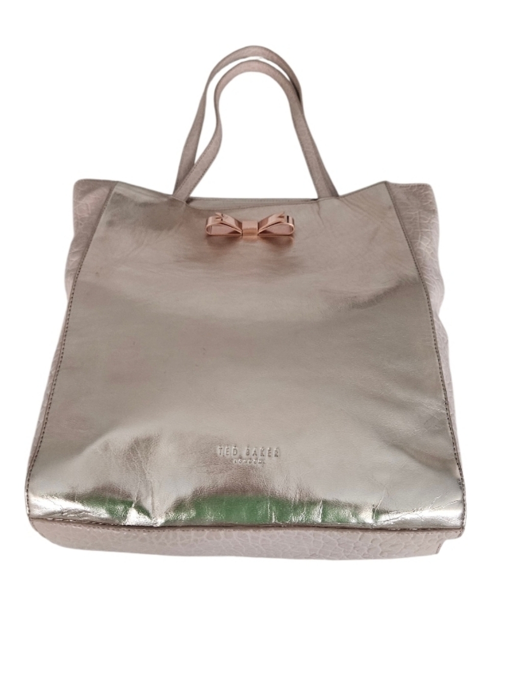 Ted Baker Metallic Gold Ton3  Tote Bag with Bow Accent - Picture 5 of 10